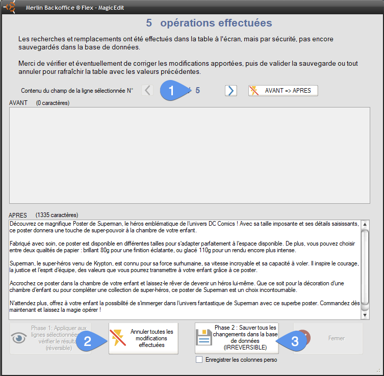 Annulation complète ou validation et enregistrement des réponses fournies par ChatGPT
